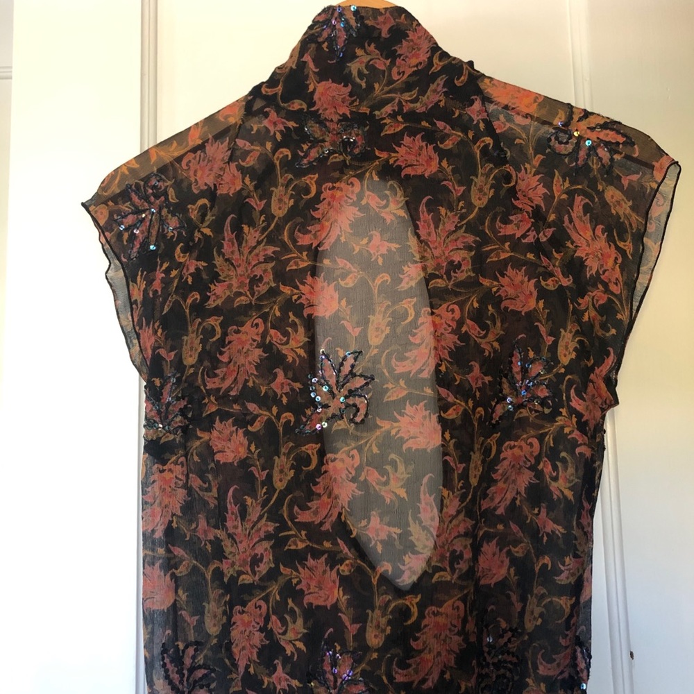SOLD! Vintage Sequin Sheer Open Back Top